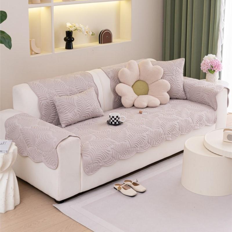 French Style Sofa Cushion Cover Non-Slip Summer Solid Color Cool Feeling Sofa Protector Soft Anti-Skid Living Room Sofa Mat