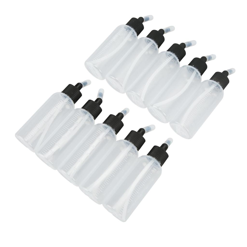 10Pcs Hair Oil Bottle 60ml Leakproof High Temperature Resistant Transparent Plastic Dispensing Bottle with Funnel