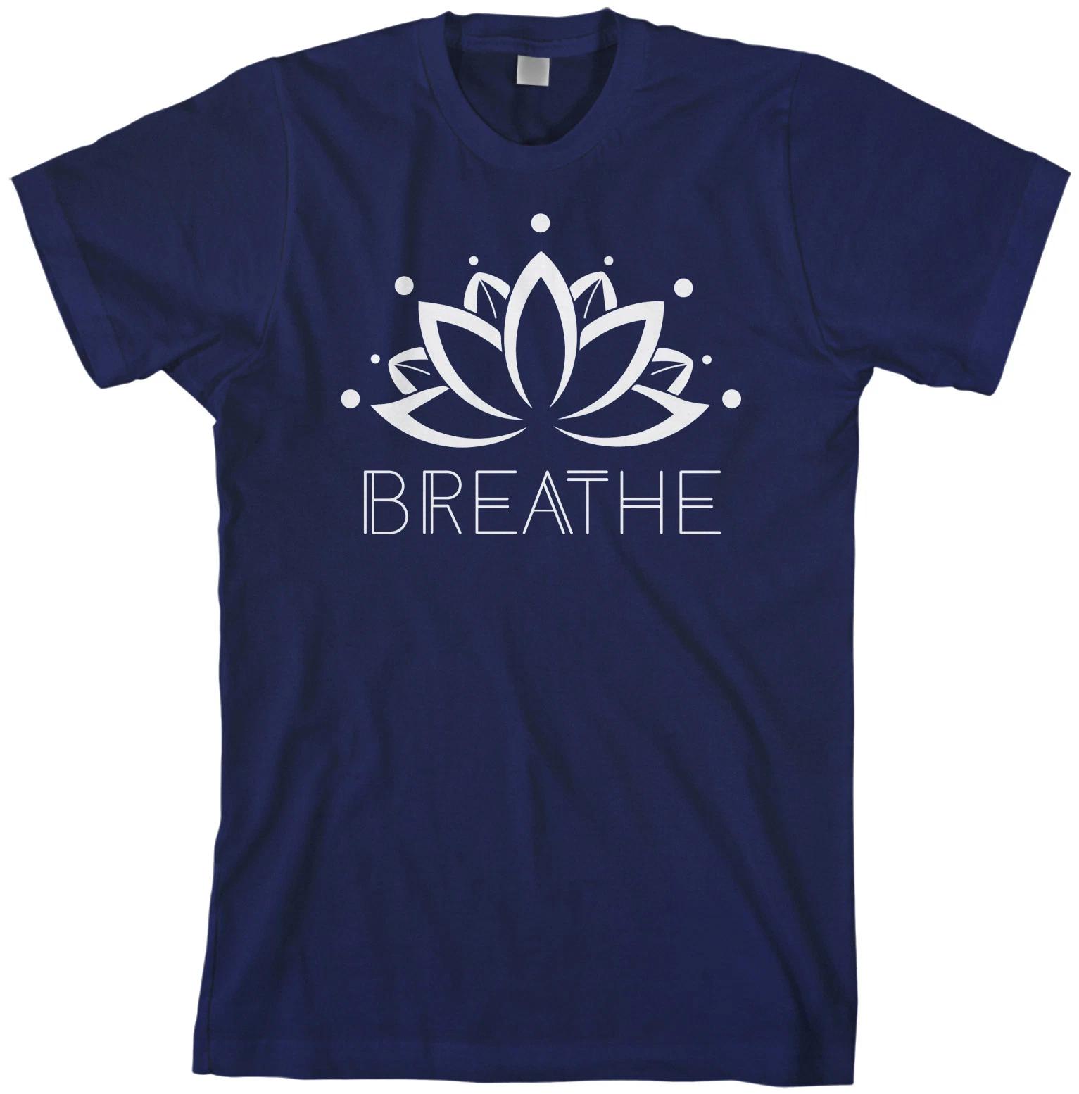 Breathe Lotus Flower Men s T shirt Fun Gym Yoga Meditation 2XL