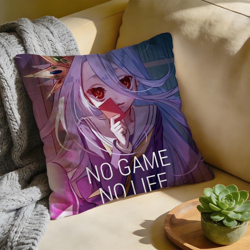 No Game No Life Anime Cushion Cover Washed Linen Soft Breathable Decorative Case For Sofa Home Pillow Cover