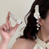 Flower Pearl Tassel Barrettes Elegant Chinese Style Side Clip  Cheongsam Decoration
