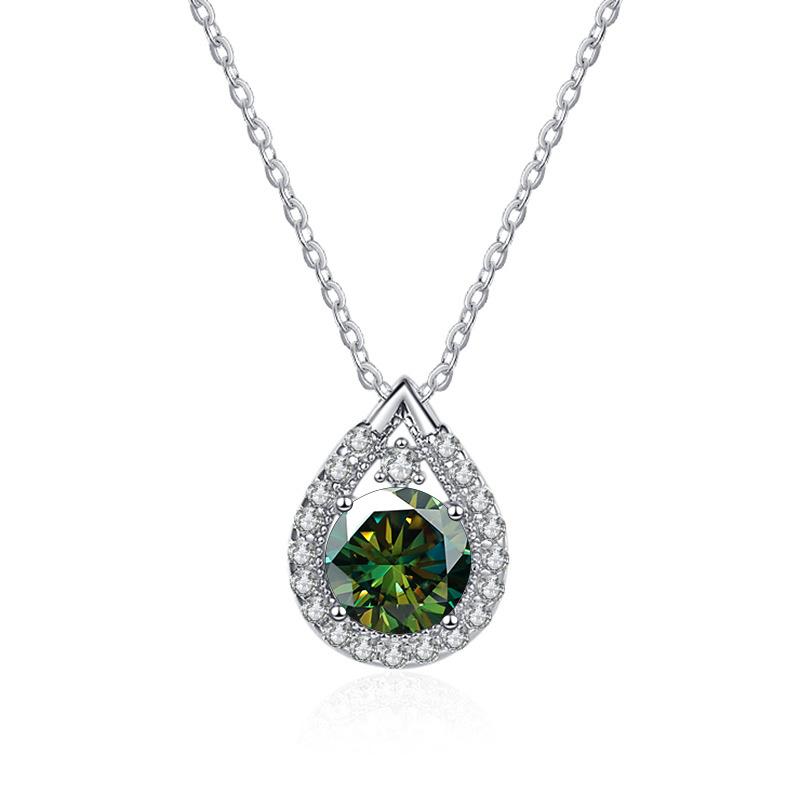 Bague Ringen S925 Sterling Silber Halskette Moissanit Schmuck für Frauen Wassertropfenförmiger Anhänger mit acht Herzen und acht Pfeilen