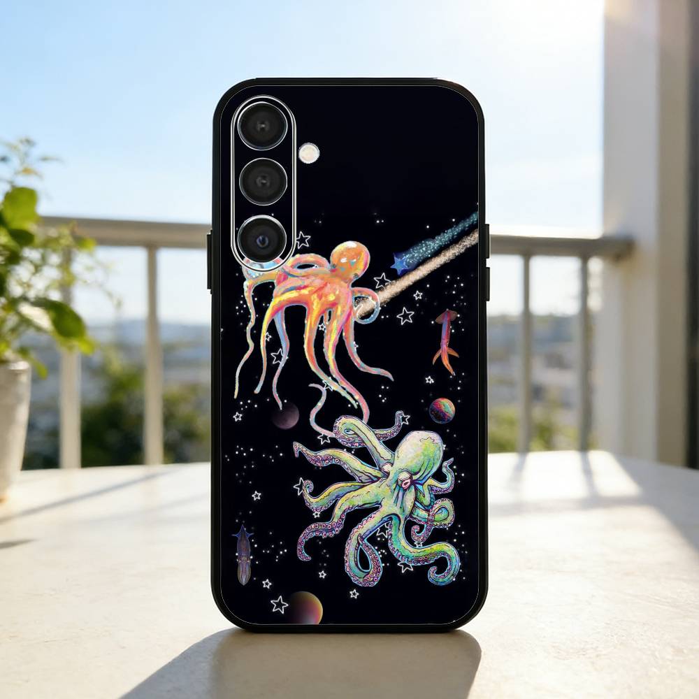 O-Octopus S-Sea Animals O-Ocean  Phone Case For Samsung  A73,72,71,53,52,51,22,91,80, Soft Black Cover