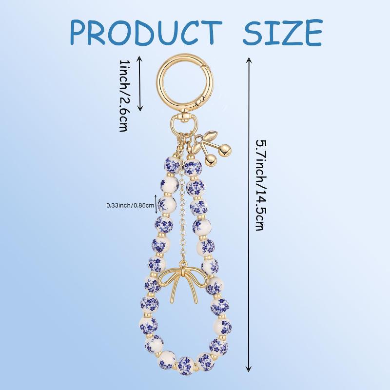 Elastic Blue And White Porcelain Bracelet Metal Beads Vintage Beads Bracelets Ceramics Antiquities New Chinese Style Bracelet