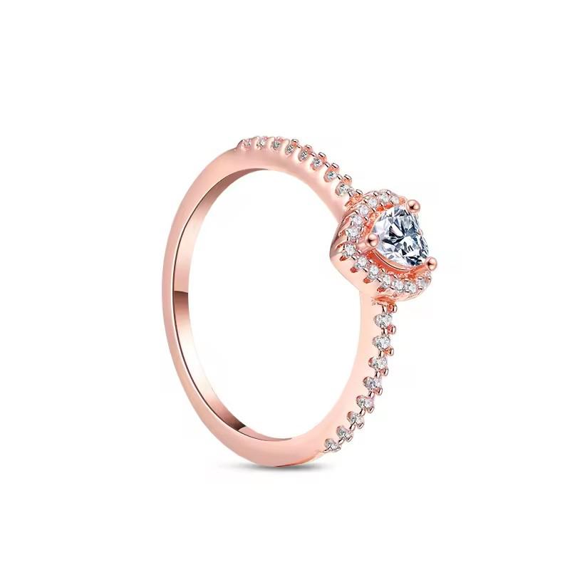 New 925 Sterling Silver Pink Blue Green Heart-shaped Rings Are Suitable for Delicate Jewelry for Women At Wedding Parties