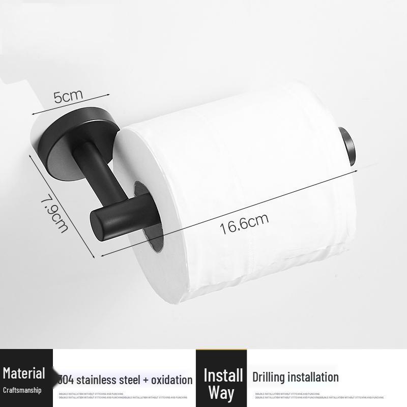 Stainless Steel Bathroom Set: Black Brushed Towel Rack, Coat Hooks, Toilet Paper and Tissue Holder, Towel Ring - Euro-American Style.