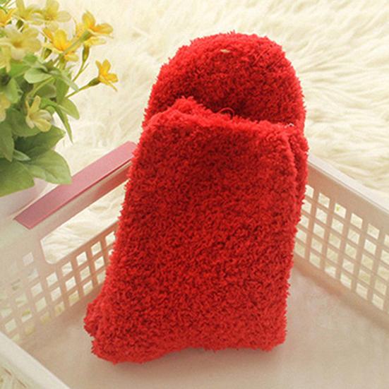 Mulheres menina inverno quente engrossar coral velo fofo cor sólida meias de dormir