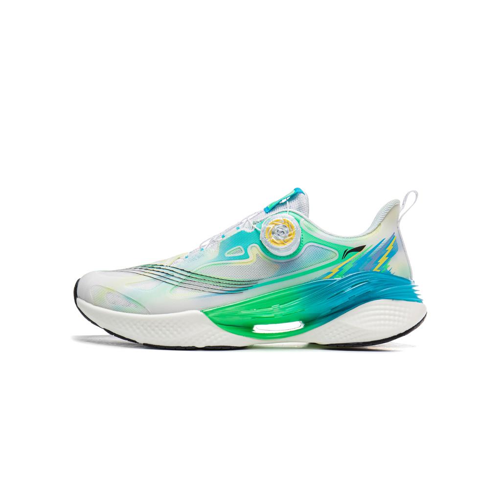 Li Ning Kids Cloud Running Shoes Fashionable Versatile Shock Absorbing Breathable Support Low Top Kids Sneaker White Green YKFV124-3