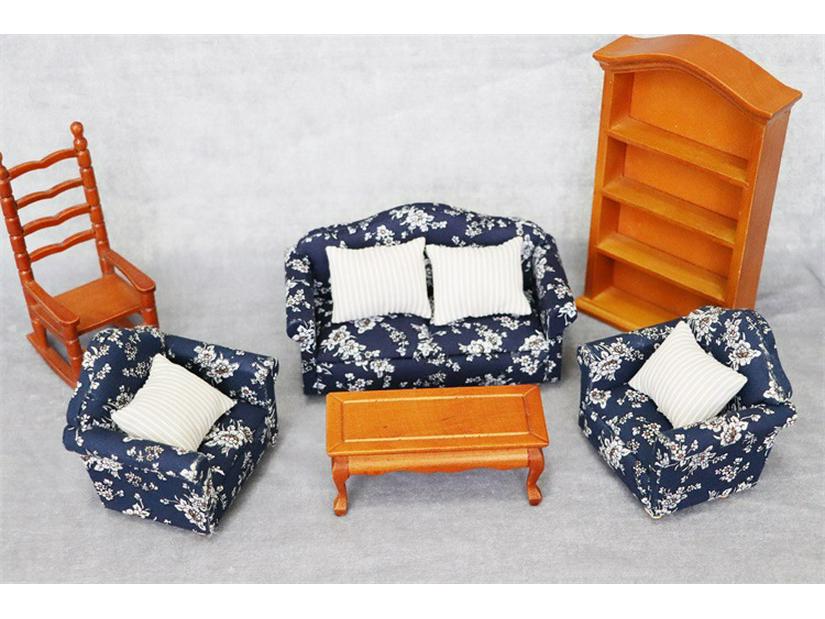 1:12 Dollhouse Miniature Floral Single Sofa for Living Rooms or Bedrooms