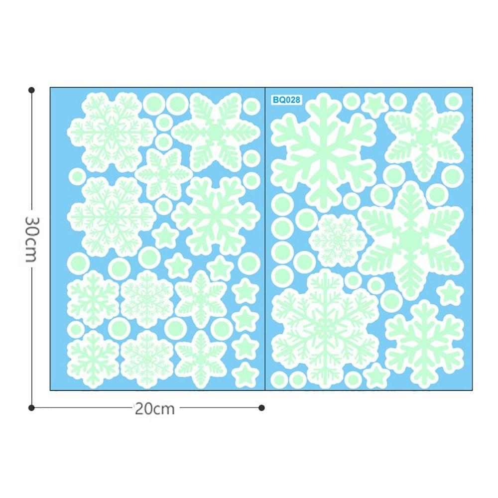 DIY Shopwindow Snow Stickers Green Silver Luminous Snowflakes Decals Glass Windows Door