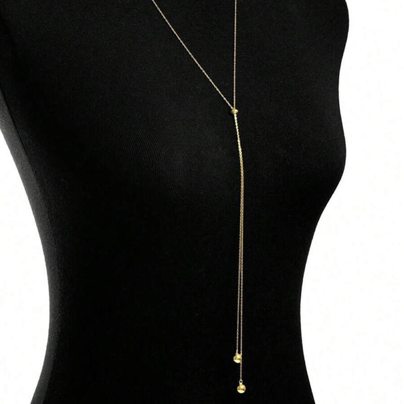 Simplicity Stainless Steel Y-Shaped Long Necklaces for Women Ladies Fine Chains Steel Beaded Pendant Necklaces New Charm Jewelry