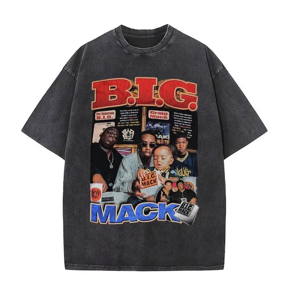 Washed Vintage Rapper The Notorious Big World Tour  Tshirt Biggie Smalls Print T Shirts Men Women Hip Hop Oversized Tshirts