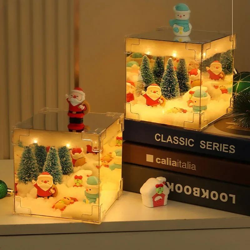 Christmas DIY  Handmade Luminous Desktop Crafts Material Usb Powered with Santa Claus for Christmas Party Atmosphere Decor