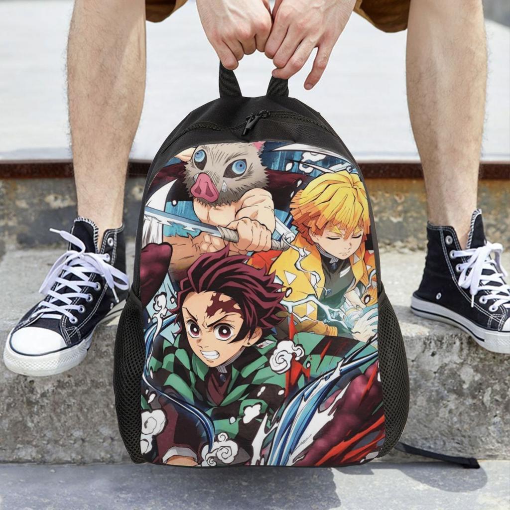 Demon Slayer Japanese Anime Cool Backpack Lightweight High School Hiking Travel Daypack for Men Women Laptop Canvas Bags