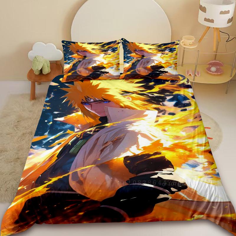 Naruto Kids Duvet Cover Set Uchiha Sasuke Uzumaki Bedding Set King Queen Full Size Girls Teen Boys for Bedroom Decor