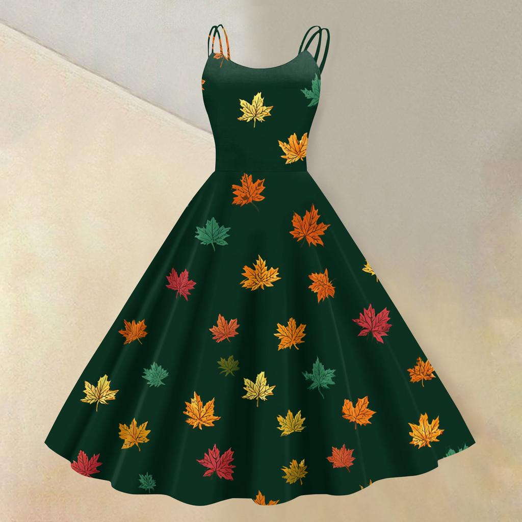 Sexy schulterfreies Punk-Retro-Kleid mit Weihnachtsdruck für Damen