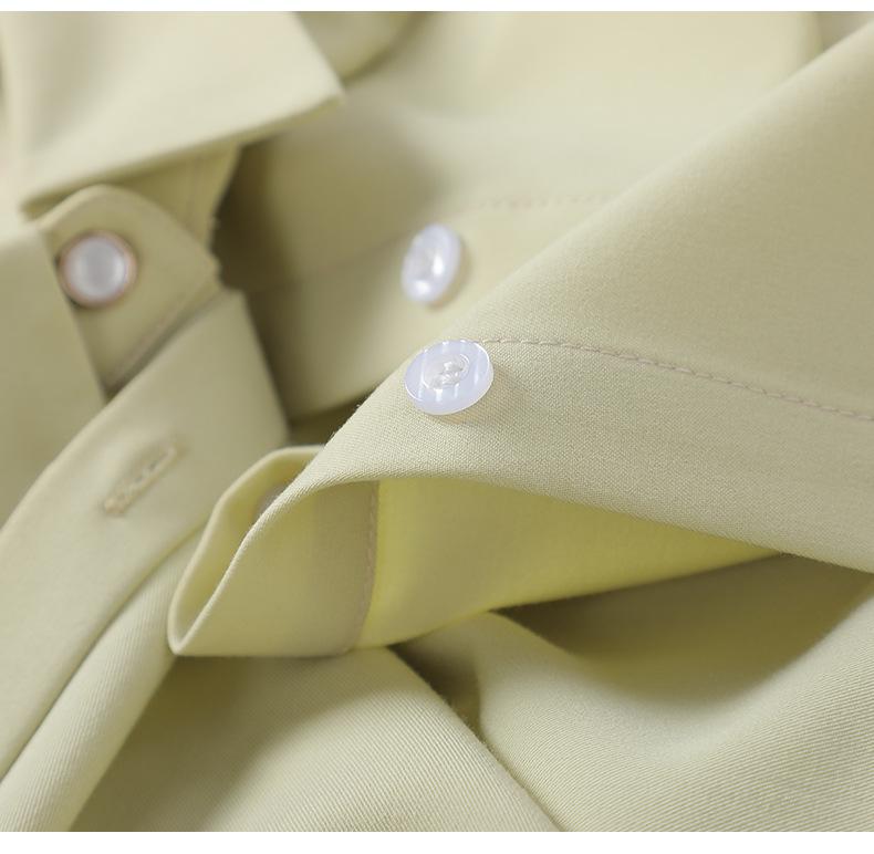 Women's Summer Polo Collar Shirt Dress - Waist-Slimming, Single-Breasted, Solid Color, Versatile, Mid-Length