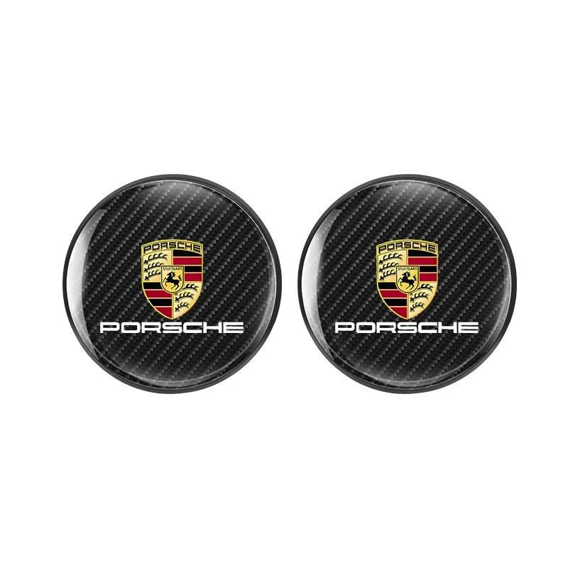 2 Peças Emblemas de Carro Tapete para Porta-Copos Couro Acessórios Para Porsche Cayenne Panamera Macan 911 718 Taycan Boxster Cayman 918