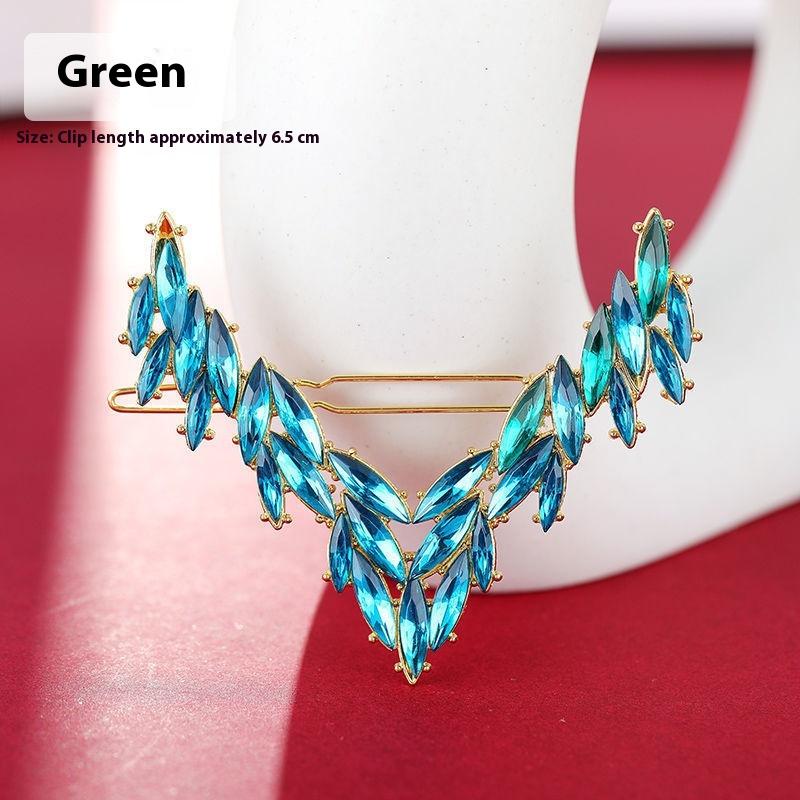 1 Stück Koreanische V-förmige Schnalle Haarnadeln Luxuriöse Glänzende Kristall Haarspange Für Damen Mädchen Haarschmuck Kopfschmuck Mode Ornamente