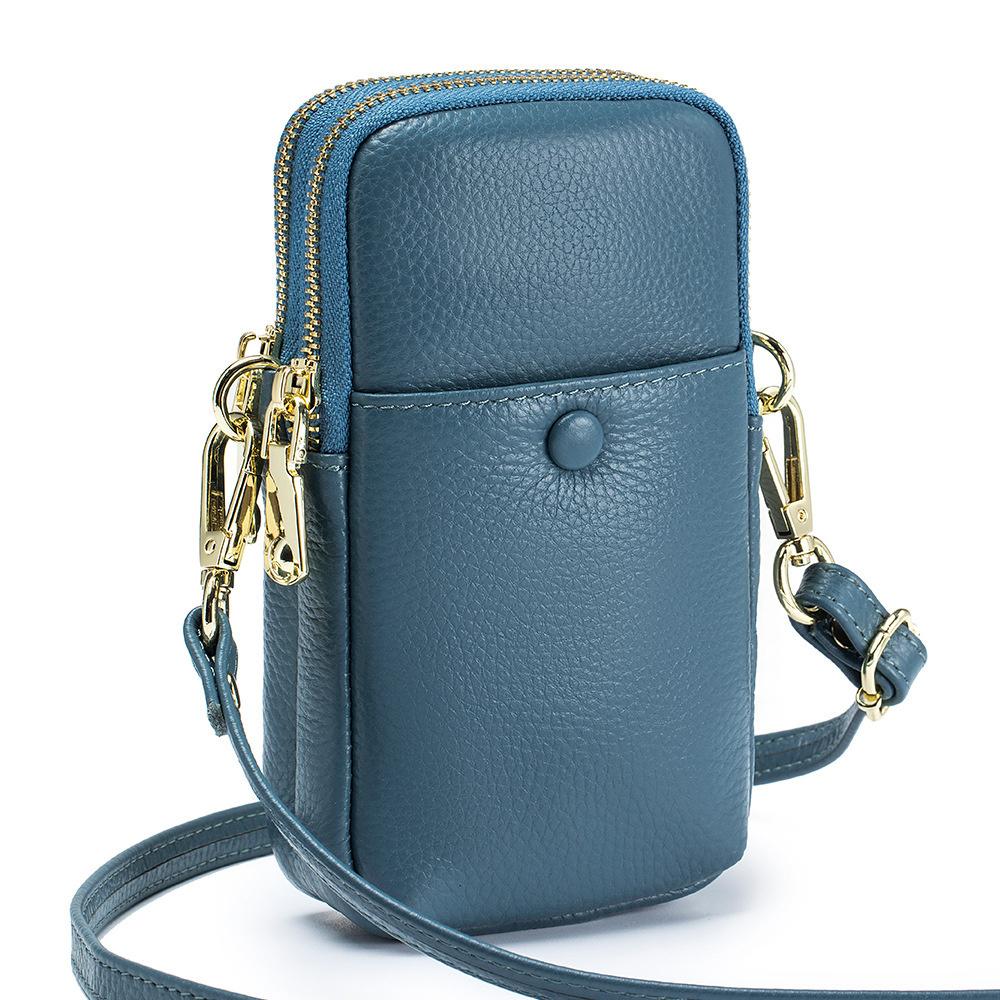 Woman Bag Genuine Leather Double Zipper Shoulder Bag Cowhide Mobile Phone Bag Fashion Women's Small Crossbody Bag