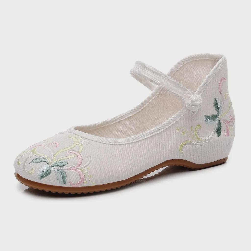Zapatos de Tacón Bordados Inspirados en Hanfu Qianzi 2024 Primavera/Verano para Mujer