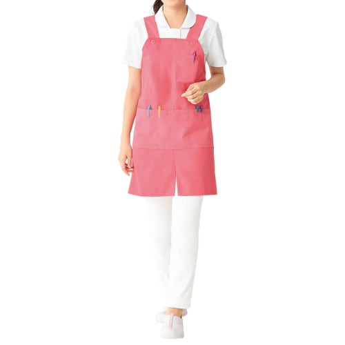 Anfamie Nurse Apron with Center Slit, Mid-Length, for Childcare Workers and Caregivers, Easy To Bend Over, H-Shaped, Women's and Men's, Sizes S-M, Nav