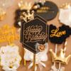 Royal King Crown Black White Style Happy Birthday Cake Topper for Party Decoration Baking Supplies Love Gifts Tools,party