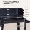 Charcoal BBQ Grill with Adjustable Grill Height, Shelves and Wheels for Outdoor Use, 83x46x87 cm, Black