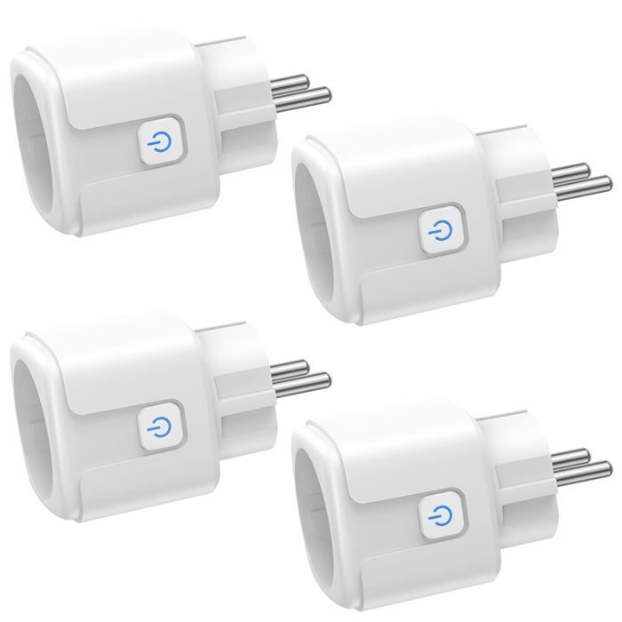 Prise Connectée WiFi - AIMOONSA - Pack 4 - 16A 3680W - Mesure consommation - Contrôle à distance
