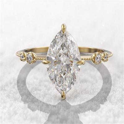Sterling  AAA Crystal Marquise Cubic Zirconia Rings for Women Fashion Thin Ring Engagement Wedding Statement Jewelry