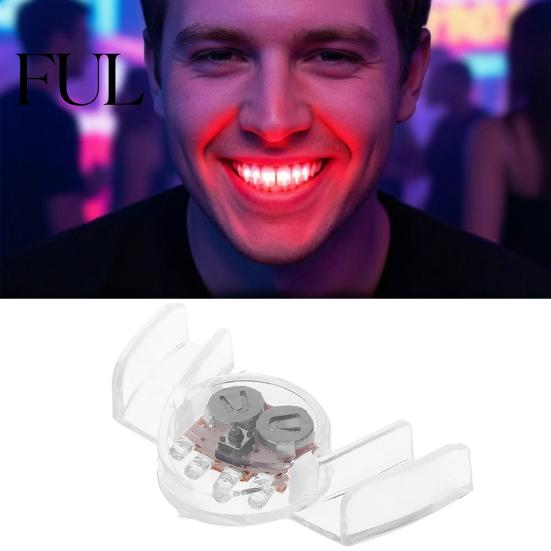 Funny Halloween Costume Accessories LED Light Up Mouth Guard, Flashing Glow Teeth Toy, for Rave Cosplay Party Glowing Braces, Novelty Prank