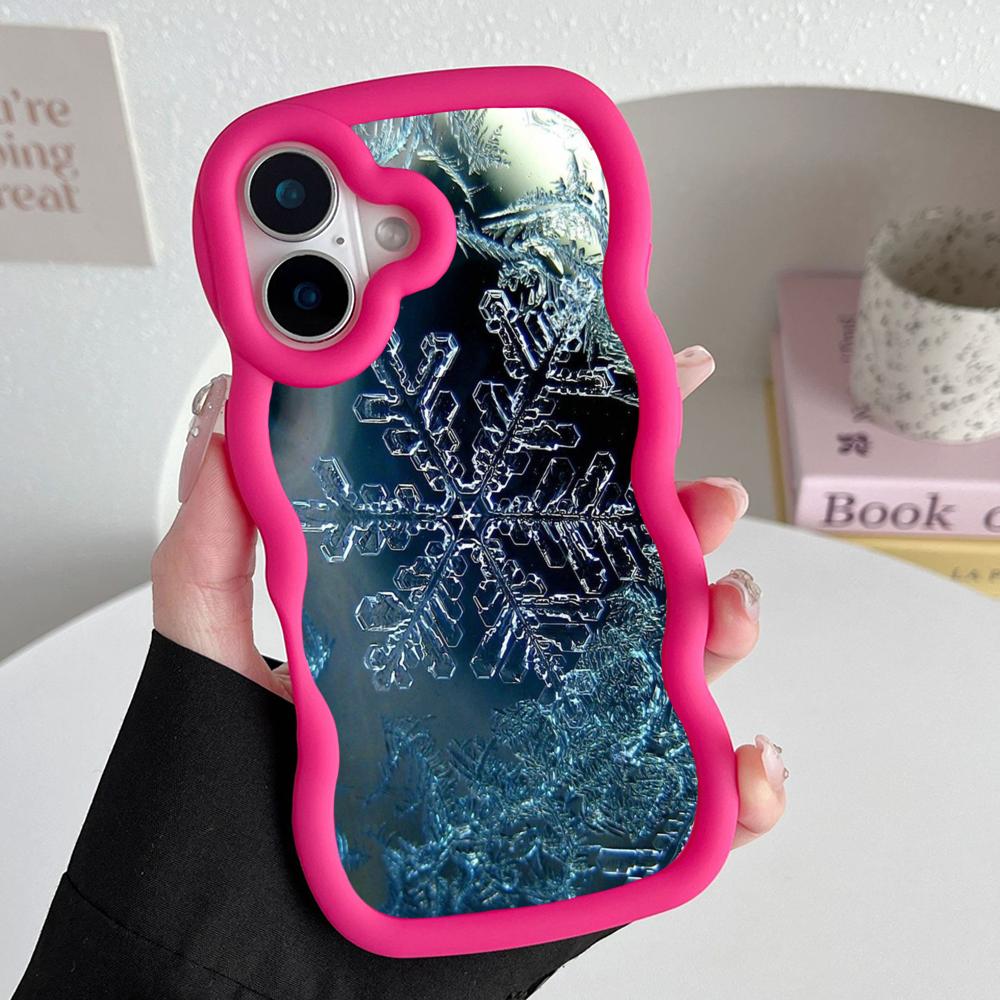 Winter Snowflake Mobile Cell Phone Case for iPhone 17 16 15 14 13 12 11 Air Pro Max Plus Wavy Edge TPU Colorful Cover Smartphone