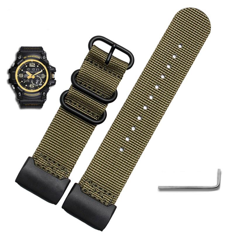 Nylonowy Pasek do Zegarka Dla Casio G-SHOCK Modyfikowany Mały Mud King GG-1000 GWG-100 GSG-100 Płócienny Pasek do Zegarka Czarny Khaki Bransoleta