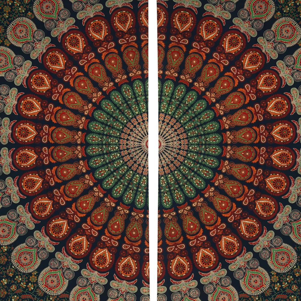 Bless International Beautiful Indian Bohemian Psychedelic Hippie Tree of Life Window Curtain Panels for Bedroom, Living, Balcony (Pink Passion Flower)