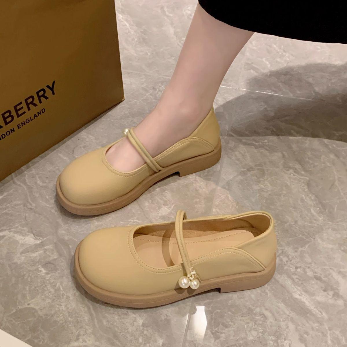 

Mary Jane shoes flat single shoes women s autumn 2025 new one-pedal women s shoes with skirts, evening breeze gentle small leather shoes 40 абрикосовый