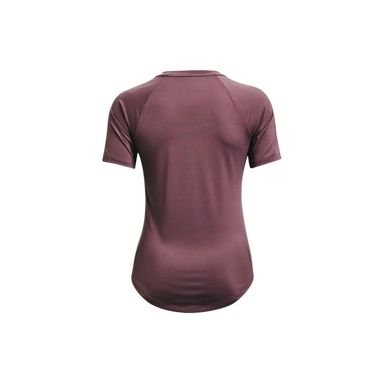 Under Armour Rush Series Training Comfortable Solid Color Slim Fit Short Sleeve Raglan T-Shirt Women tops Gray Purple 1368366-554