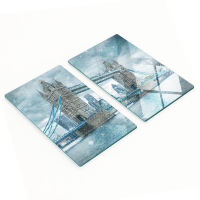 Set of Two Glass Cutting Boards Tower Bridge London 2X30X52 Cm