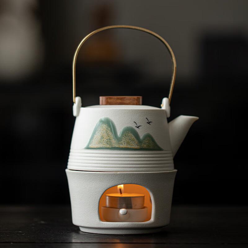 Distant Mountain Ceramic Teapot & Tea Warmer Set