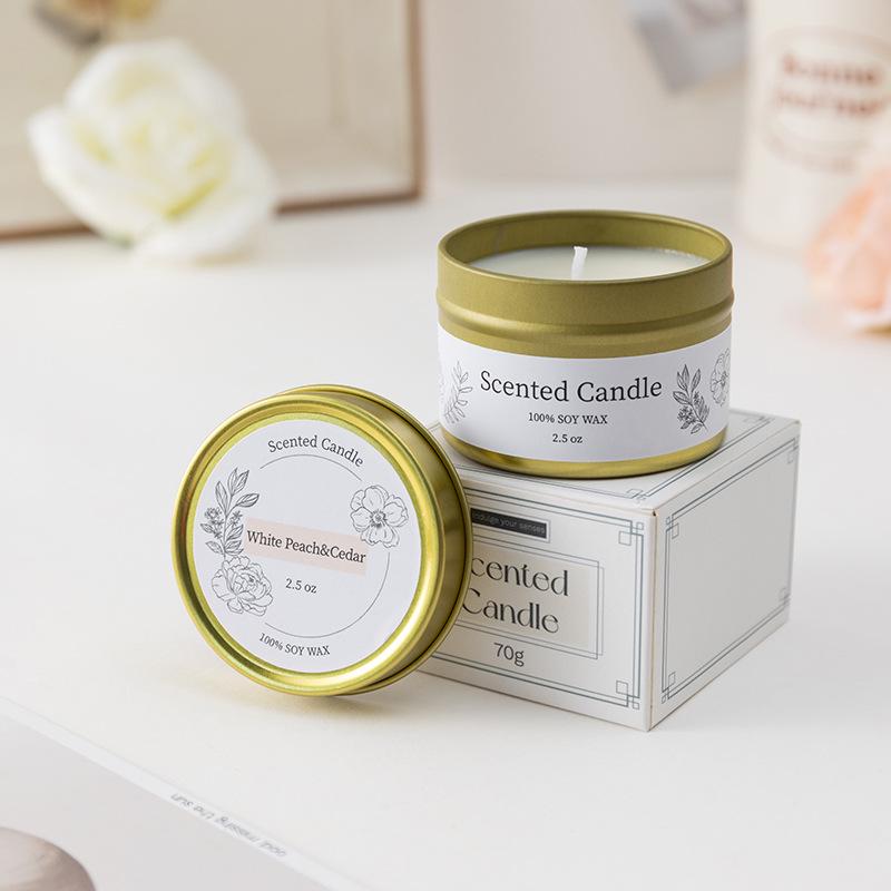 Soy Wax Scented Candle in Gold Tin - Smokeless Aromatherapy Gift Box
