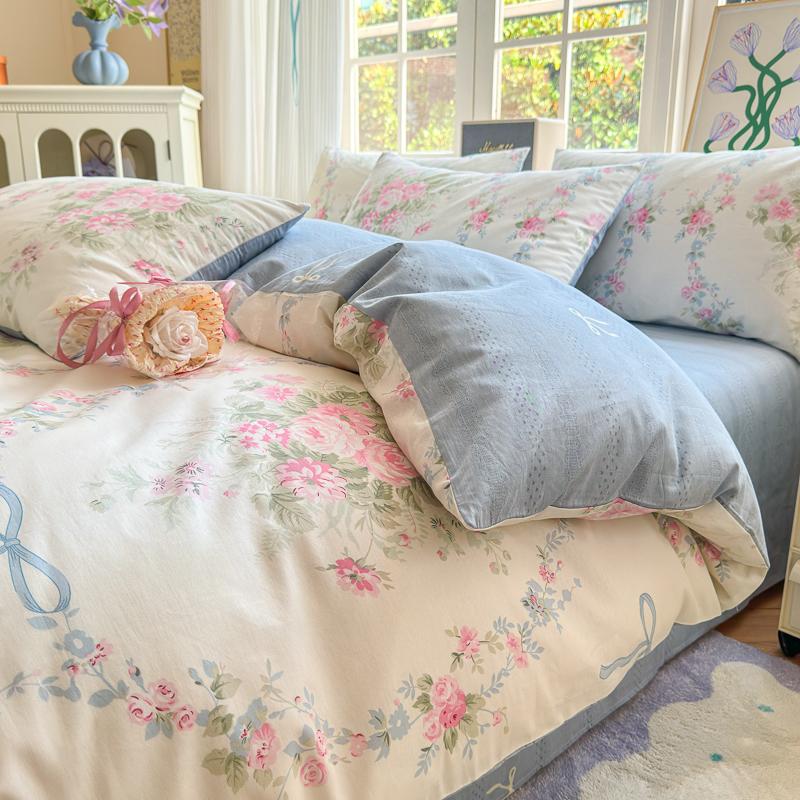 3pc 100% Cotton Duvet Cover Set,no fill,Elegant Floral Soft Breathable And Skin-friendly, Single Queen Size for Bedding Set