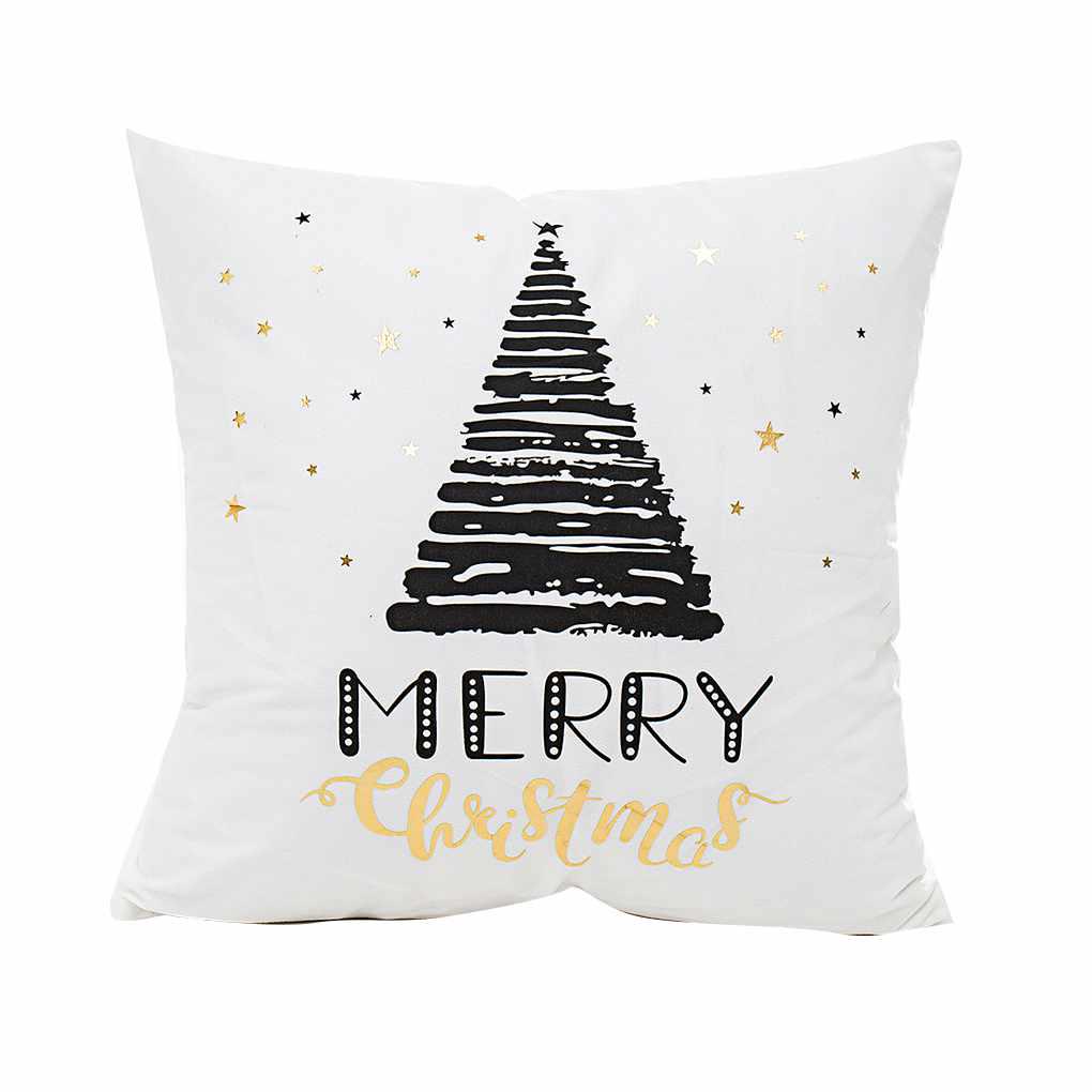 Merry Christmas Letter Snowflake Pillow Case Cushion Cover Home Sofa Decor Soft