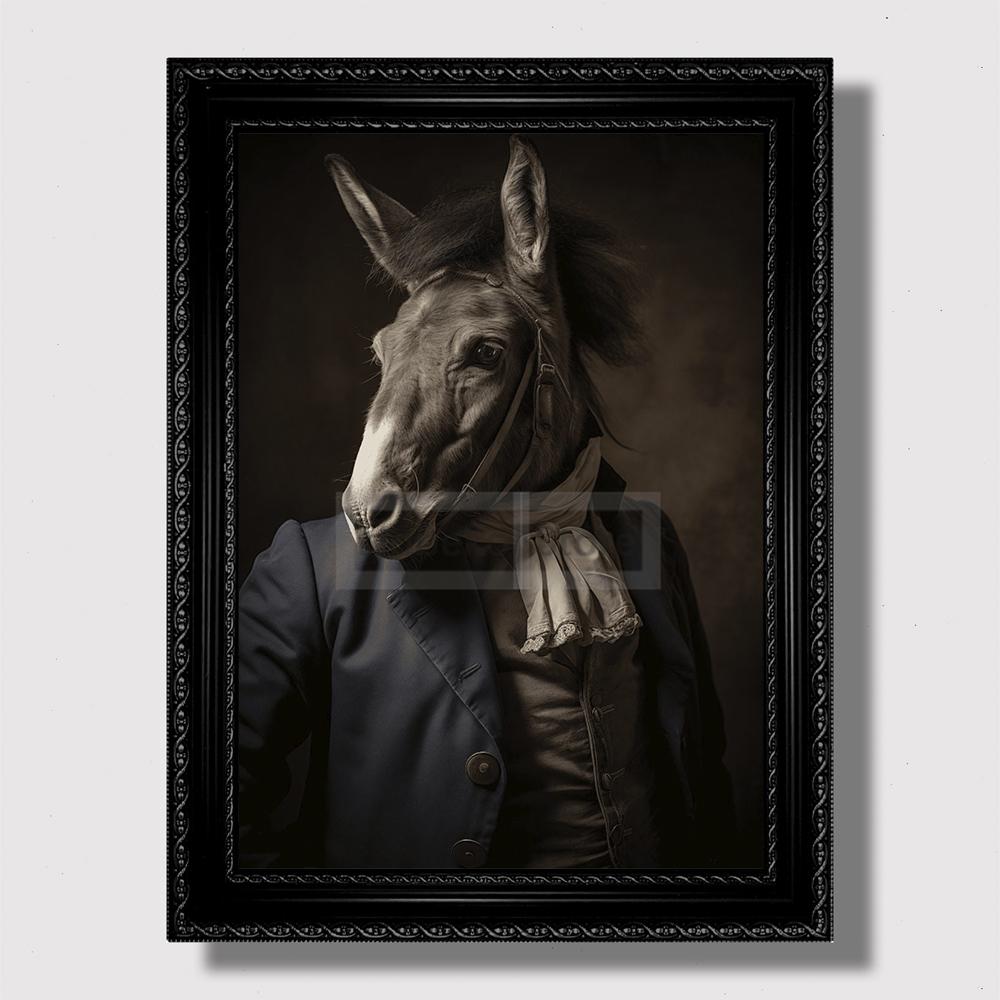 Affiche vintage de portrait d'animal victorien Goth Cottagecore Dark Prints Peinture sur toile Art mural Photos Décoration de chambre à coucher vintage