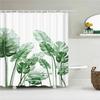 Green Plant Leaves Shower Curtains Bath Curtain Bathroom 3d Printed Fresh Waterproof Polyester Cloth With Hooks Home Decor Mat