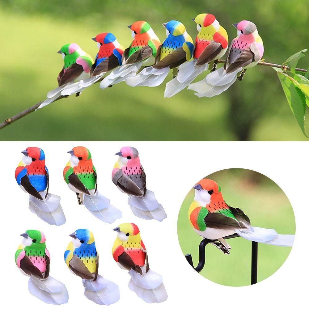 6PCS Multicolor Artificial Birds Foam DIY Accessories Simulation Bird Model Photo Props with Clips Decorative Birds