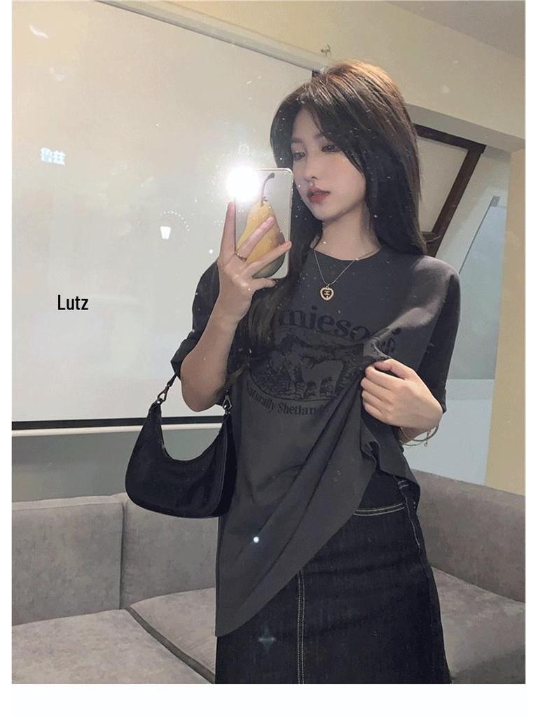 Plus Size European Style Short Sleeve T-shirt for Women - Oversized Loose Fit Summer Top