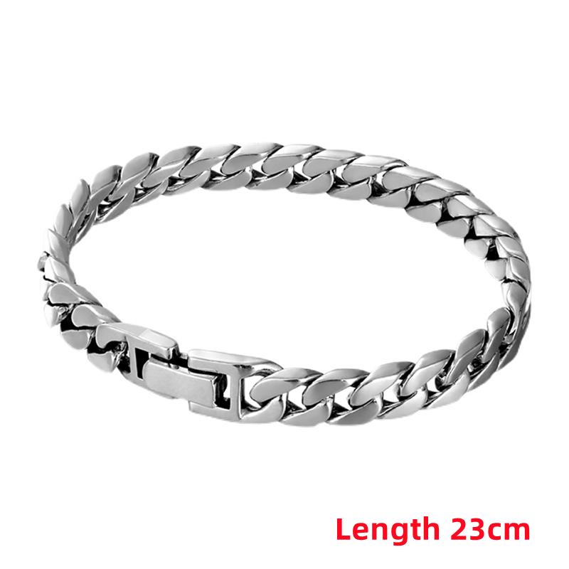 100% S925 Silver Handmade 7MM 8MM Retro Cuban Trend Rough Personality Man Woman Pure S925 Silver Bracelet Jewelry