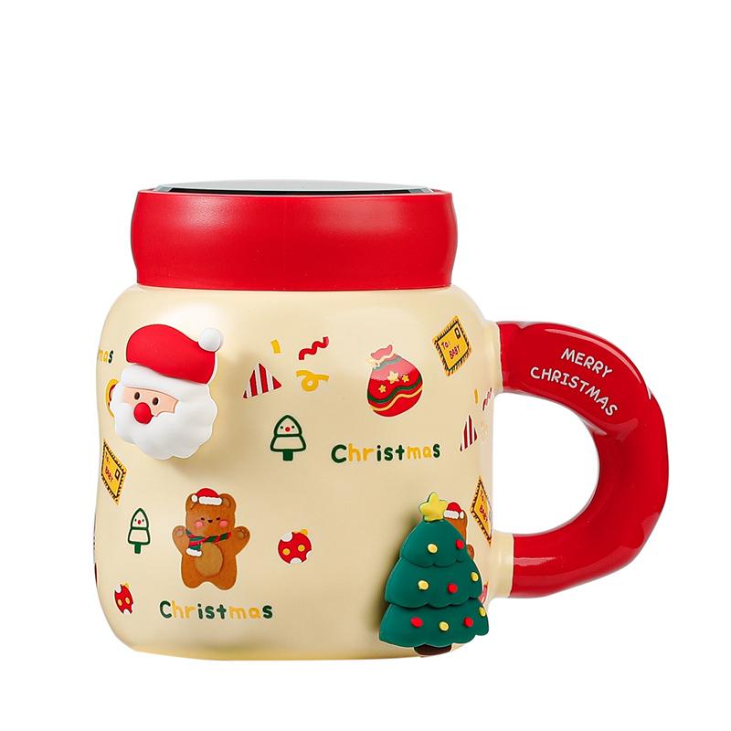 Diy Magnetic Christmas Mug With Lid Spoon Cute Ceramic Water Cup Girls High Value Cartoon Office Couple