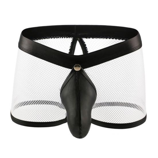 Men Thongs Hollow Out Mesh Sexy Opening U Convex Super Breathable Men Boxers Inner Wear Clothes
