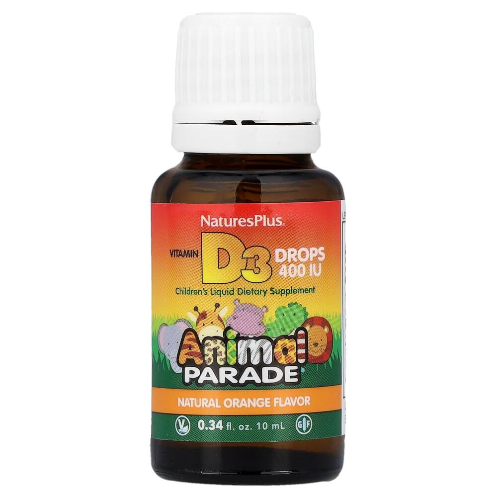 Nature's Plus Animal Parade Vitamin D3 Drops, Orange Flavor, 400 IU, 10ml (0.34oz)
