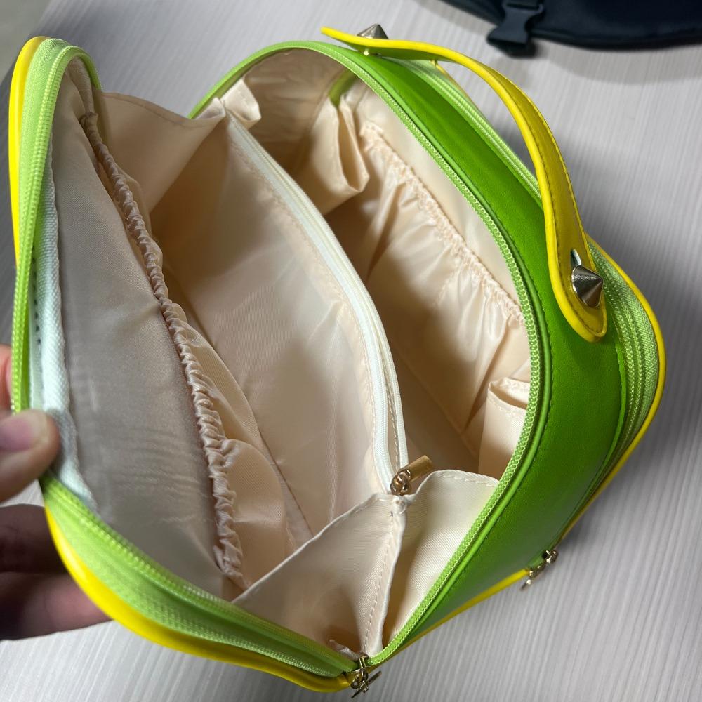 Large Capacity Handheld Cosmetic Case Double Zipper Travel Toiletry Bag PU Makeup Bag Travel